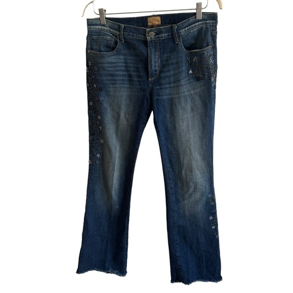 Driftwood Eva Raw Hem Floral Embroidery Jeans, Size 31 - Picture 1 of 10